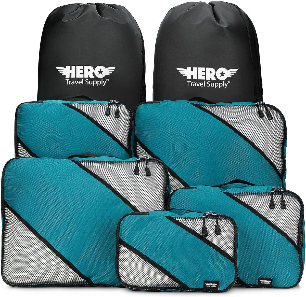 HERO Packing Cubes for Travel (Set of 5) Luggage Organizer with 2 Laundry Bags, Versatile Suitcase Organizer for Men & Women – Travel Accessories for Carry On, Airplane, Road Trip