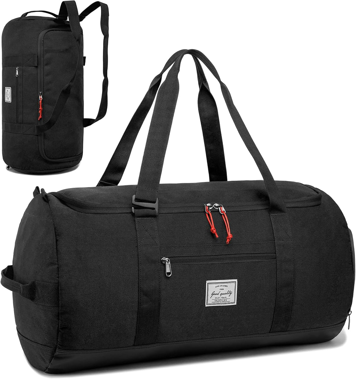 60L Duffle Bag for Men Travel Duffel Bag Large Size for Women Weekender Overnight with Shoes Compartment Multifunctional Gym Bags, Black