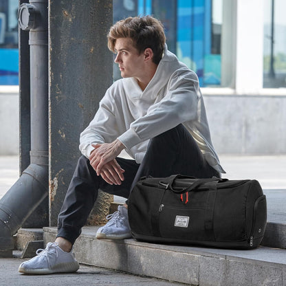 60L Duffle Bag for Men Travel Duffel Bag Large Size for Women Weekender Overnight with Shoes Compartment Multifunctional Gym Bags, Black