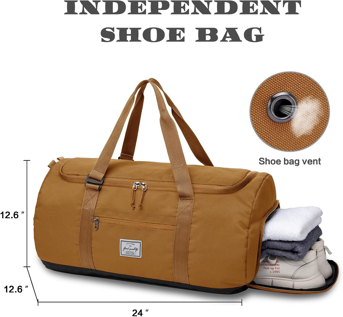 60L Duffle Bag for Men Travel Duffel Bag Large Size for Women Weekender Overnight with Shoes Compartment Multifunctional Gym Bags, Black