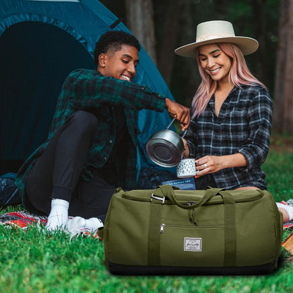 60L Duffle Bag for Men Travel Duffel Bag Large Size for Women Weekender Overnight with Shoes Compartment Multifunctional Gym Bags, Black