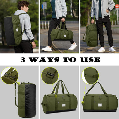 60L Duffle Bag for Men Travel Duffel Bag Large Size for Women Weekender Overnight with Shoes Compartment Multifunctional Gym Bags, Black