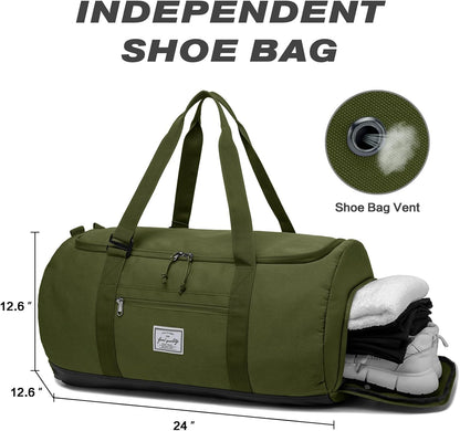 60L Duffle Bag for Men Travel Duffel Bag Large Size for Women Weekender Overnight with Shoes Compartment Multifunctional Gym Bags, Black