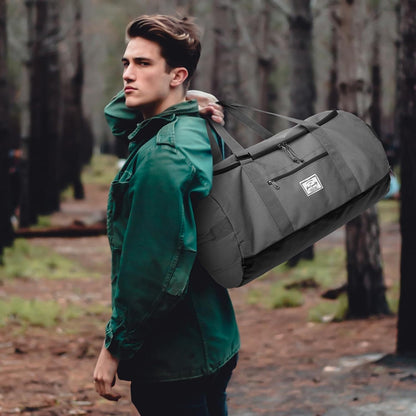 60L Duffle Bag for Men Travel Duffel Bag Large Size for Women Weekender Overnight with Shoes Compartment Multifunctional Gym Bags, Black