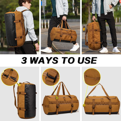 60L Duffle Bag for Men Travel Duffel Bag Large Size for Women Weekender Overnight with Shoes Compartment Multifunctional Gym Bags, Black