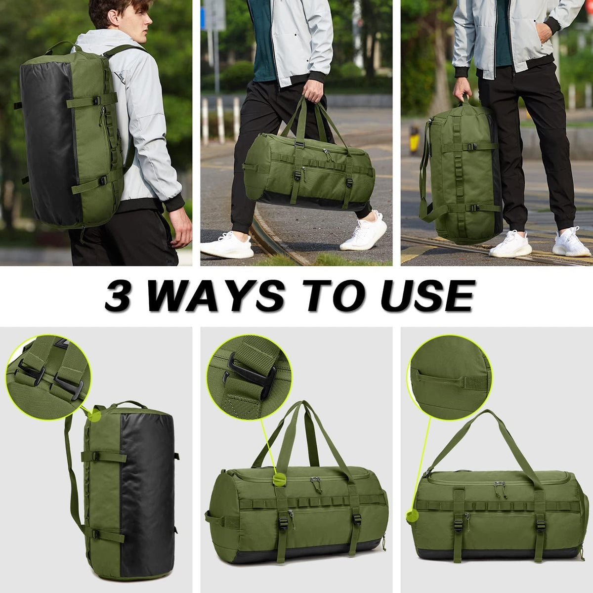 60L Duffle Bag for Men Travel Duffel Bag Large Size for Women Weekender Overnight with Shoes Compartment Multifunctional Gym Bags, Black