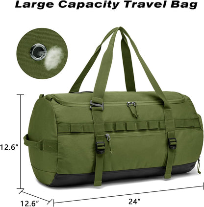60L Duffle Bag for Men Travel Duffel Bag Large Size for Women Weekender Overnight with Shoes Compartment Multifunctional Gym Bags, Black