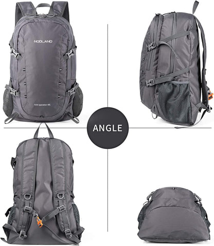NODLAND Lightweight Backpack, Travel 40L Foldable Water-Resistant Daypack, Hiking Outdoor Camping Rucksack for Men Women