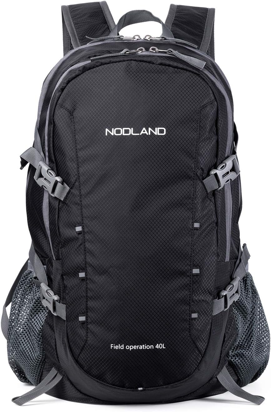 NODLAND Lightweight Backpack, Travel 40L Foldable Water-Resistant Daypack, Hiking Outdoor Camping Rucksack for Men Women