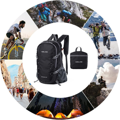 NODLAND Lightweight Backpack, Travel 40L Foldable Water-Resistant Daypack, Hiking Outdoor Camping Rucksack for Men Women