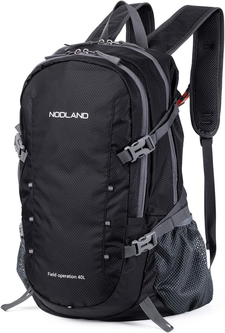 NODLAND Lightweight Backpack, Travel 40L Foldable Water-Resistant Daypack, Hiking Outdoor Camping Rucksack for Men Women
