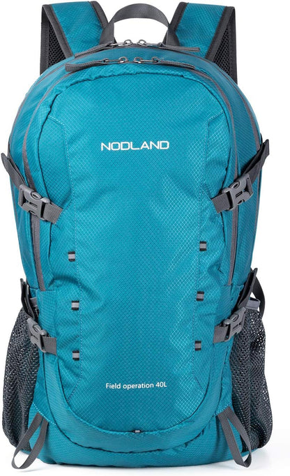 NODLAND Lightweight Backpack, Travel 40L Foldable Water-Resistant Daypack, Hiking Outdoor Camping Rucksack for Men Women