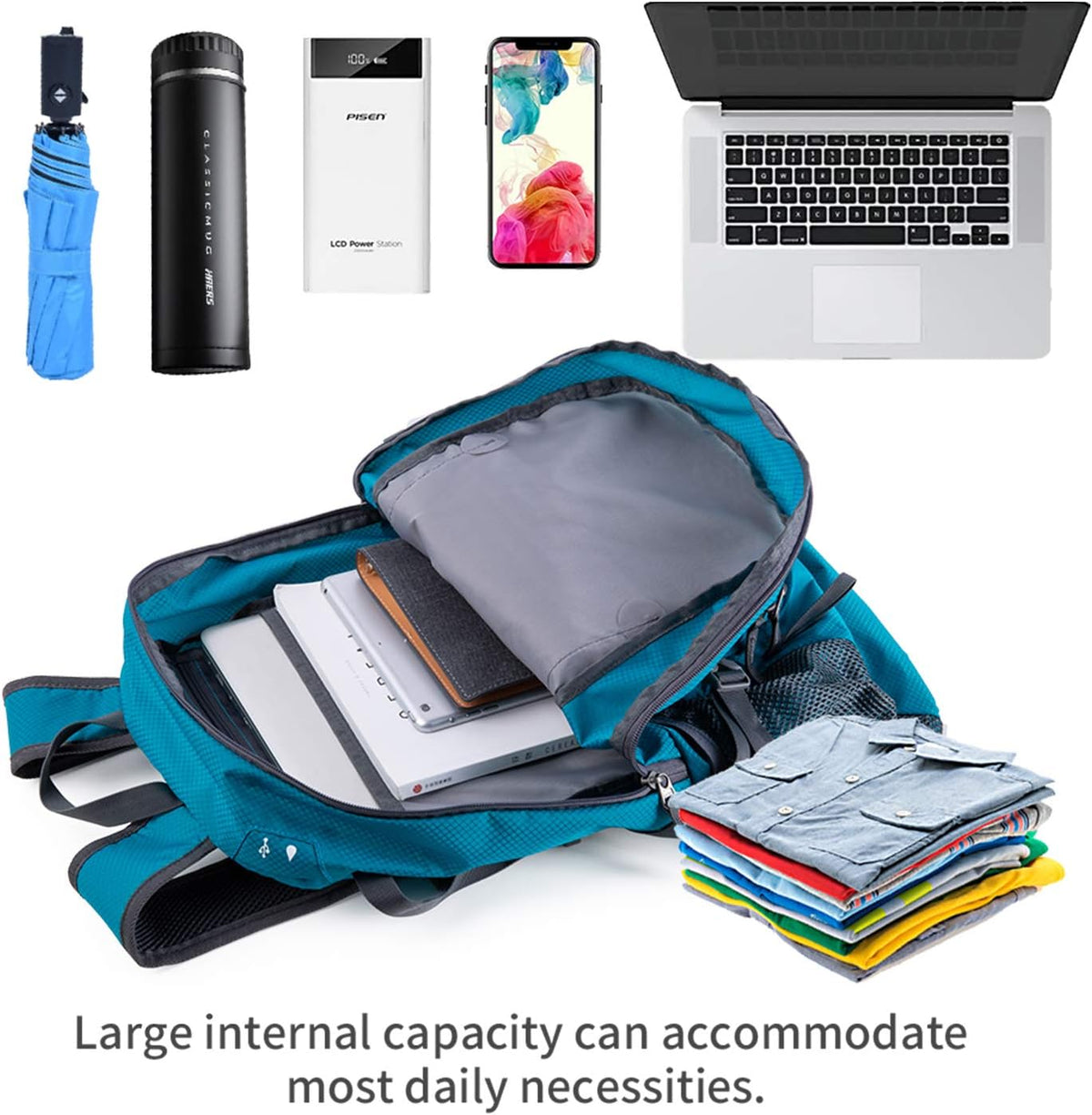 NODLAND Lightweight Backpack, Travel 40L Foldable Water-Resistant Daypack, Hiking Outdoor Camping Rucksack for Men Women