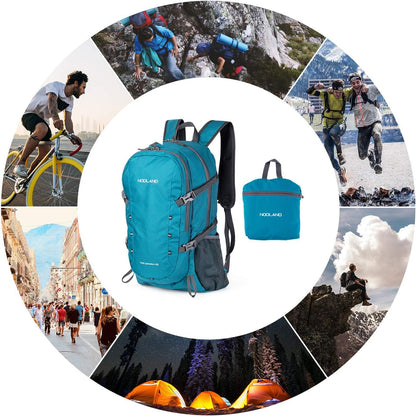 NODLAND Lightweight Backpack, Travel 40L Foldable Water-Resistant Daypack, Hiking Outdoor Camping Rucksack for Men Women