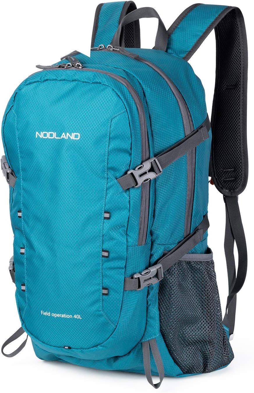 NODLAND Lightweight Backpack, Travel 40L Foldable Water-Resistant Daypack, Hiking Outdoor Camping Rucksack for Men Women
