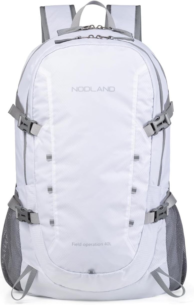 NODLAND Lightweight Backpack, Travel 40L Foldable Water-Resistant Daypack, Hiking Outdoor Camping Rucksack for Men Women