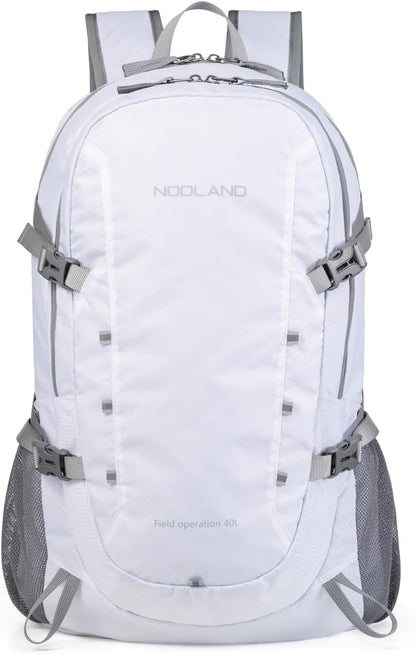 NODLAND Lightweight Backpack, Travel 40L Foldable Water-Resistant Daypack, Hiking Outdoor Camping Rucksack for Men Women