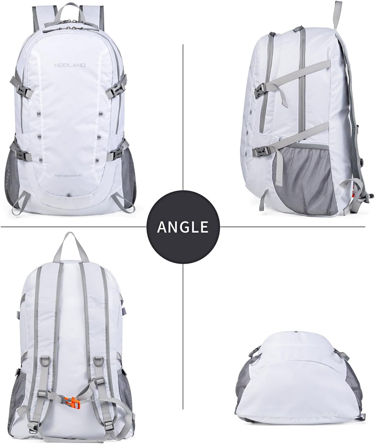 NODLAND Lightweight Backpack, Travel 40L Foldable Water-Resistant Daypack, Hiking Outdoor Camping Rucksack for Men Women