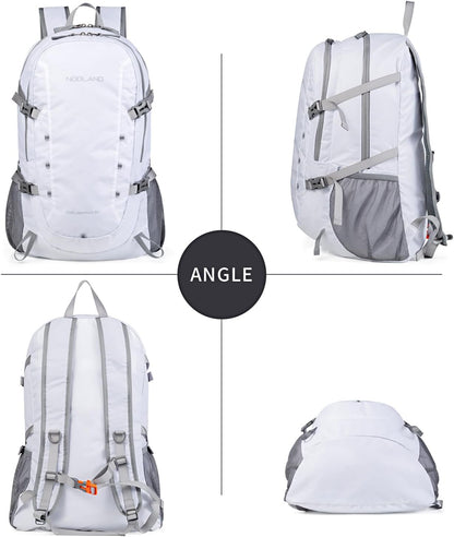 NODLAND Lightweight Backpack, Travel 40L Foldable Water-Resistant Daypack, Hiking Outdoor Camping Rucksack for Men Women