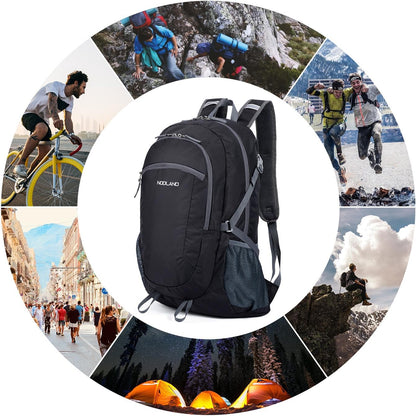 NODLAND Lightweight Backpack, Travel 40L Foldable Water-Resistant Daypack, Hiking Outdoor Camping Rucksack for Men Women