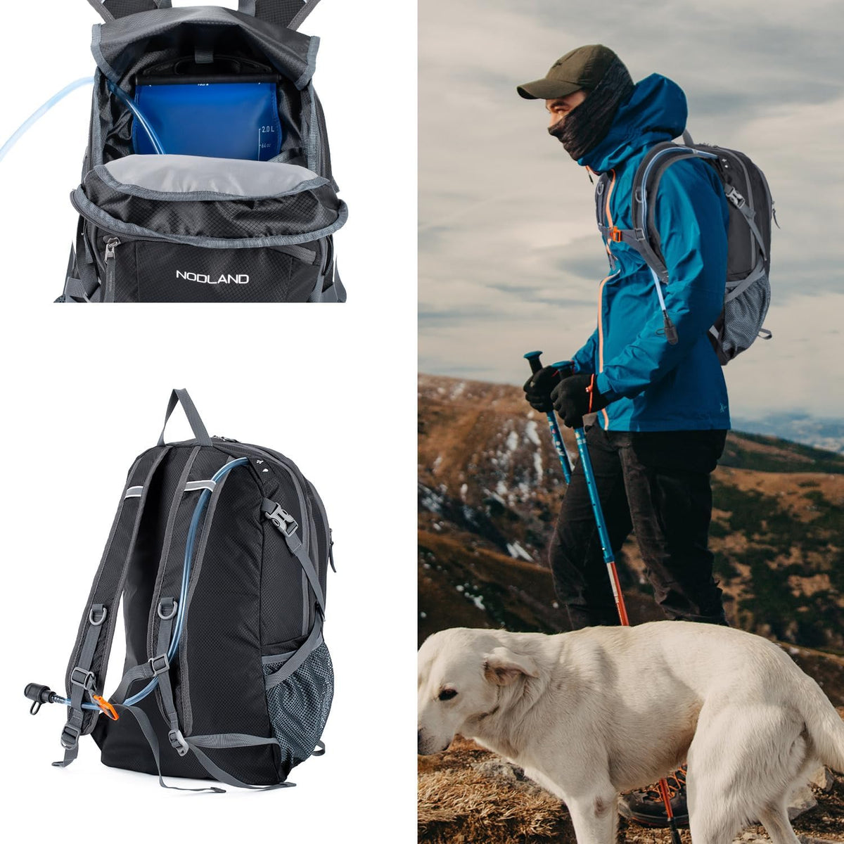 NODLAND Lightweight Backpack, Travel 40L Foldable Water-Resistant Daypack, Hiking Outdoor Camping Rucksack for Men Women