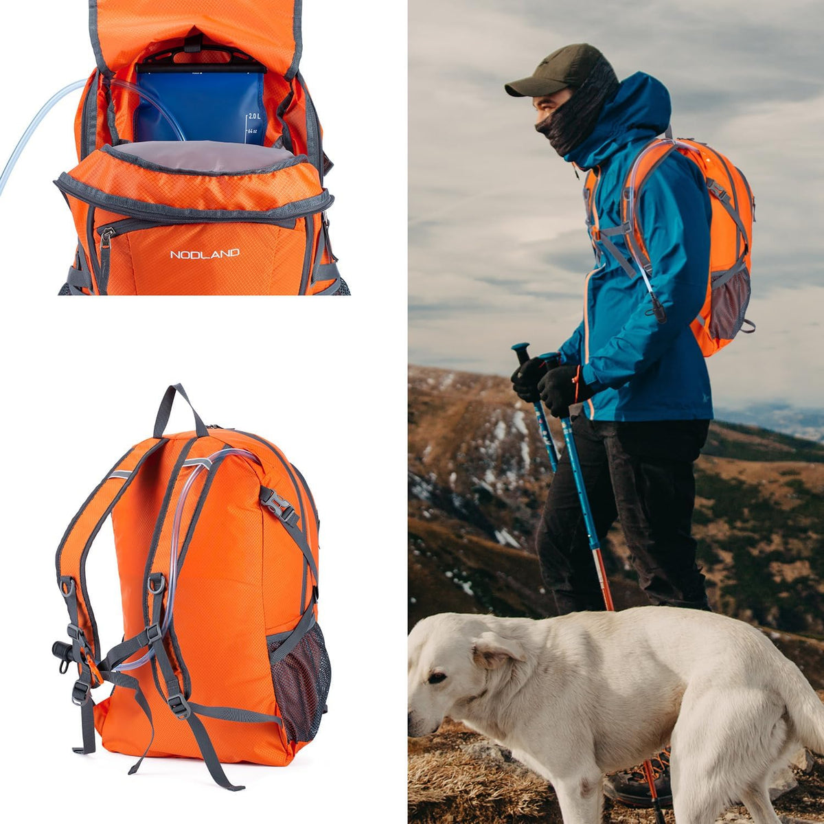 NODLAND Lightweight Backpack, Travel 40L Foldable Water-Resistant Daypack, Hiking Outdoor Camping Rucksack for Men Women