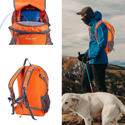 NODLAND Lightweight Backpack, Travel 40L Foldable Water-Resistant Daypack, Hiking Outdoor Camping Rucksack for Men Women
