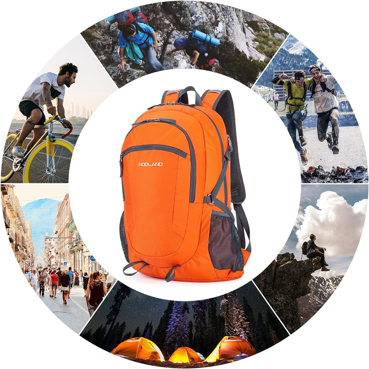 NODLAND Lightweight Backpack, Travel 40L Foldable Water-Resistant Daypack, Hiking Outdoor Camping Rucksack for Men Women