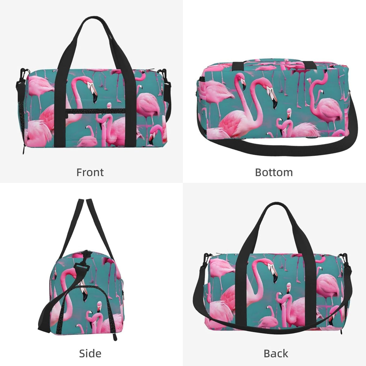 A flock of flamingos Duffel Bag with Shoe Compartment-Sports Gym Weekender for Men Women, Waterproof Travel Tote with Wet Pocket for Dirty Shoes