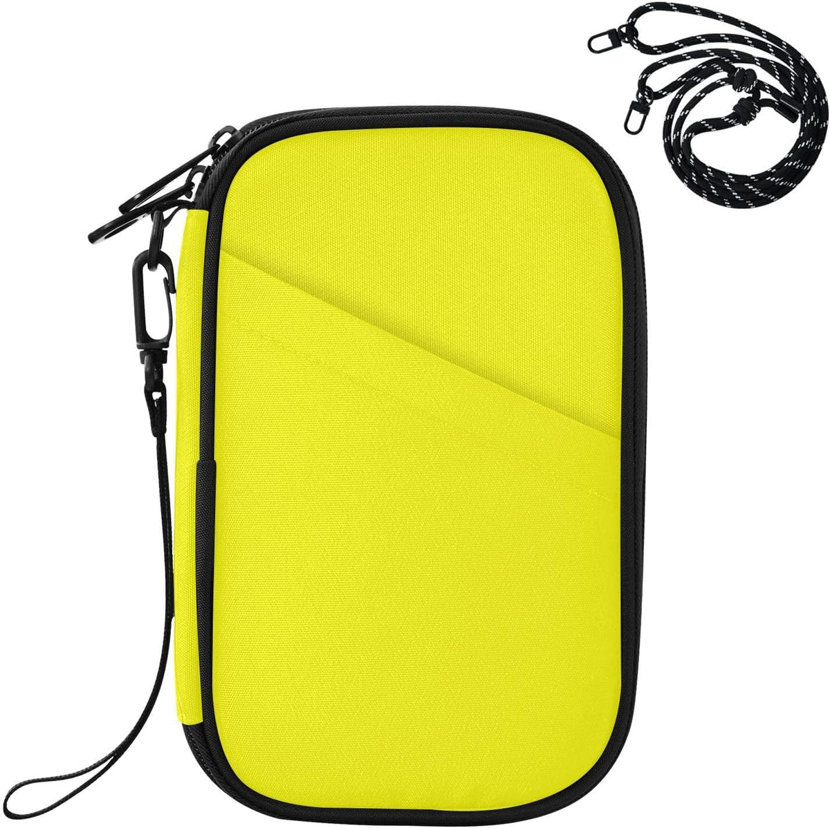 Travel Doc Organizer 21×14×3 CM | Scratch Resistant Polyester Multi Pockets Multi-Way Carry for Men Women Outdoor Yellow Color