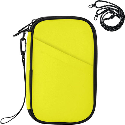 Travel Doc Organizer 21×14×3 CM | Scratch Resistant Polyester Multi Pockets Multi-Way Carry for Men Women Outdoor Yellow Color