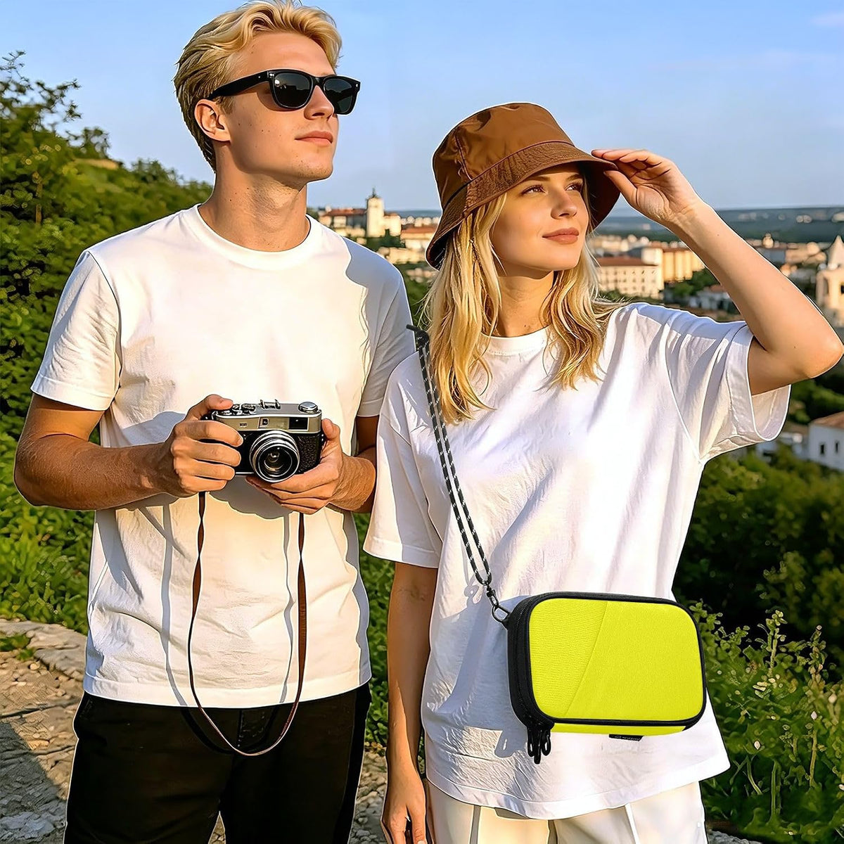 Travel Doc Organizer 21×14×3 CM | Scratch Resistant Polyester Multi Pockets Multi-Way Carry for Men Women Outdoor Yellow Color