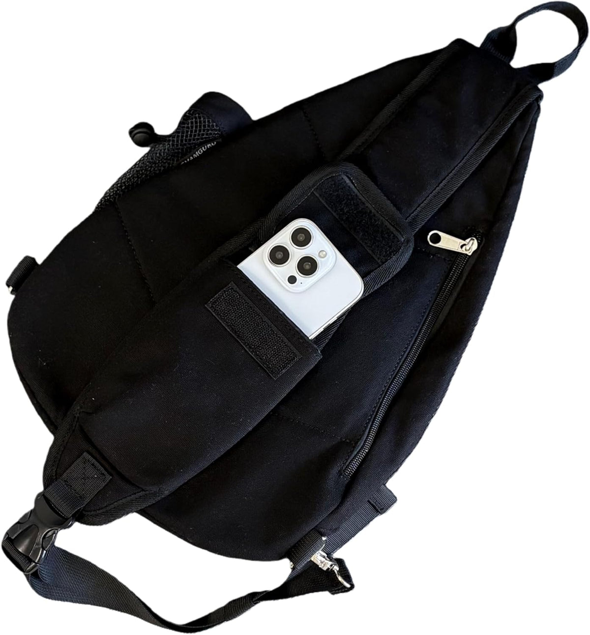 Canvas Sling Bag Crossbody Backpack - Adjustable Strap Daypack with Anti-Theft Pocket and Water Bottle Holder