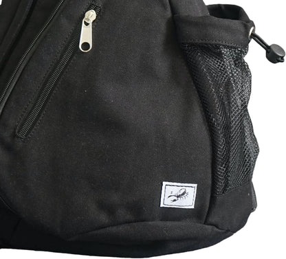 Canvas Sling Bag Crossbody Backpack - Adjustable Strap Daypack with Anti-Theft Pocket and Water Bottle Holder