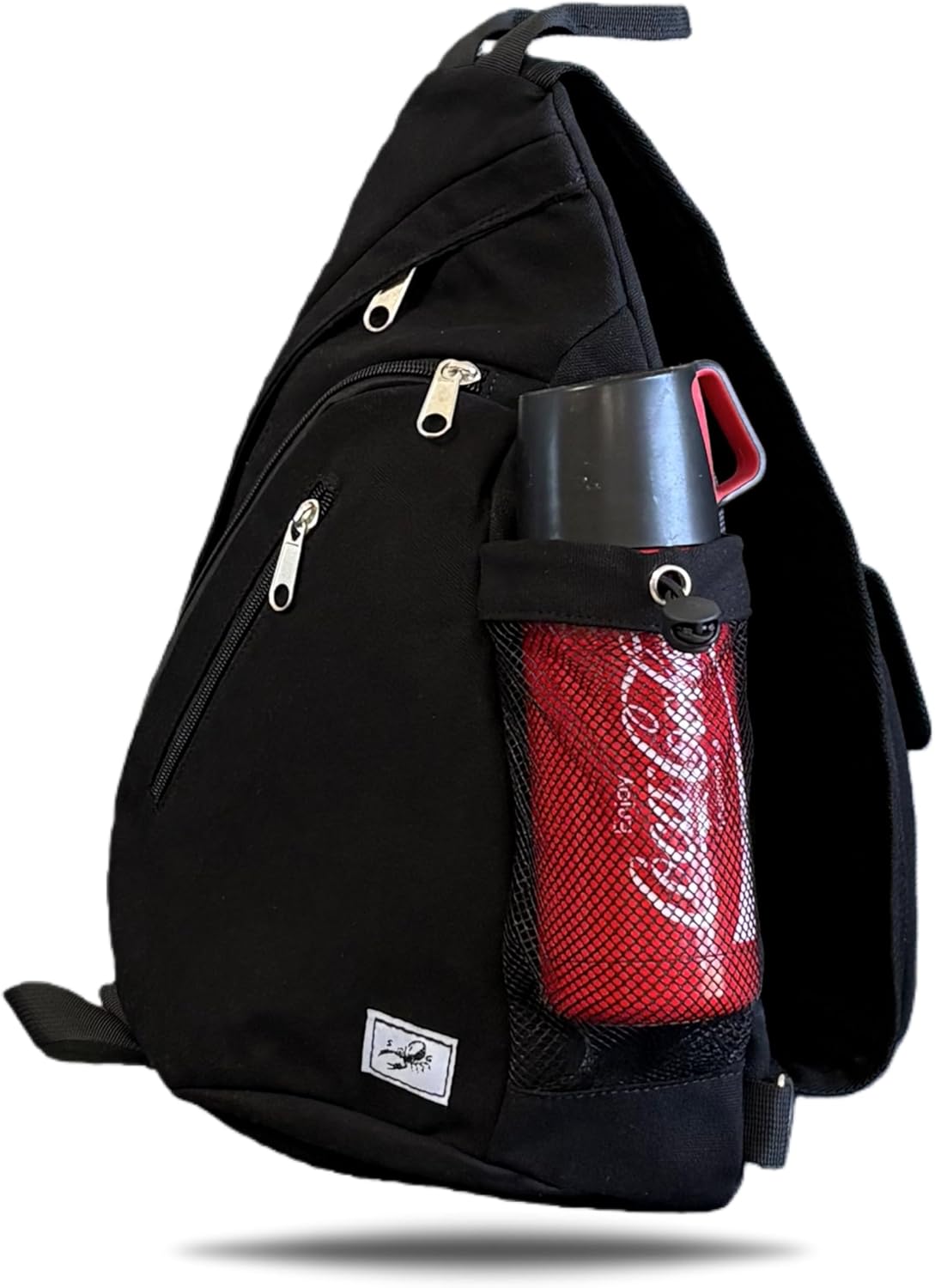 Canvas Sling Bag Crossbody Backpack - Adjustable Strap Daypack with Anti-Theft Pocket and Water Bottle Holder