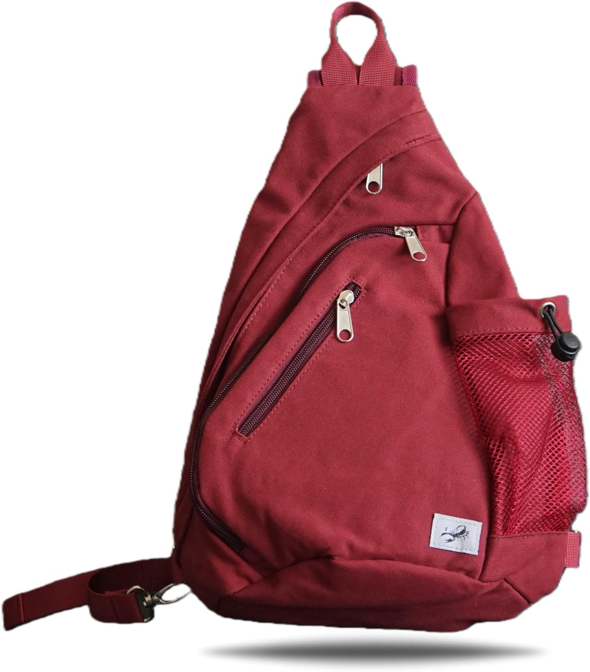Canvas Sling Bag Crossbody Backpack - Adjustable Strap Daypack with Anti-Theft Pocket and Water Bottle Holder