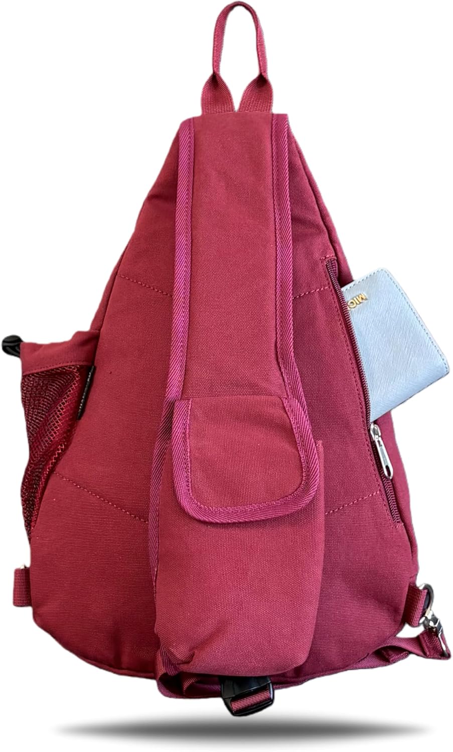 Canvas Sling Bag Crossbody Backpack - Adjustable Strap Daypack with Anti-Theft Pocket and Water Bottle Holder