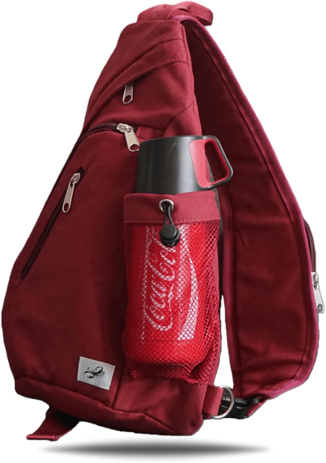 Canvas Sling Bag Crossbody Backpack - Adjustable Strap Daypack with Anti-Theft Pocket and Water Bottle Holder