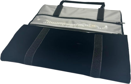 Velvet Jewelry Roll Organizer, 9/11 Grids – Travel Jewelry Case with Zippered Compartments for Necklaces – Compact Portable Jewelry Storage (Blackish Green, 9-Grids)