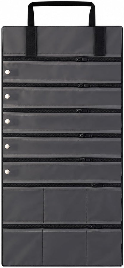 Velvet Jewelry Roll Organizer, 9/11 Grids – Travel Jewelry Case with Zippered Compartments for Necklaces – Compact Portable Jewelry Storage (Blackish Green, 9-Grids)