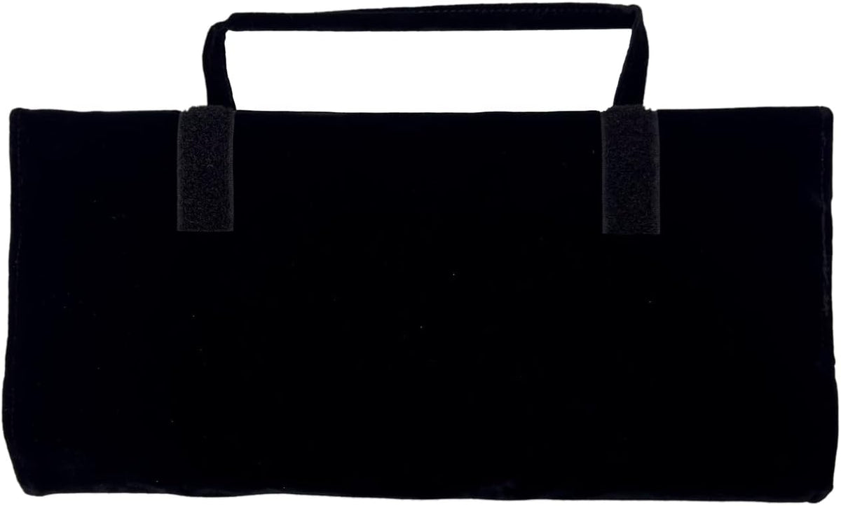 Velvet Jewelry Roll Organizer, 9/11 Grids – Travel Jewelry Case with Zippered Compartments for Necklaces – Compact Portable Jewelry Storage (Blackish Green, 9-Grids)