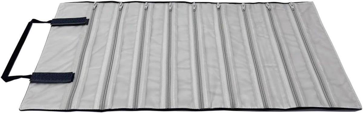 Velvet Jewelry Roll Organizer, 9/11 Grids – Travel Jewelry Case with Zippered Compartments for Necklaces – Compact Portable Jewelry Storage (Blackish Green, 9-Grids)
