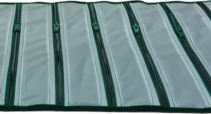 Velvet Jewelry Roll Organizer, 9/11 Grids – Travel Jewelry Case with Zippered Compartments for Necklaces – Compact Portable Jewelry Storage (Blackish Green, 9-Grids)