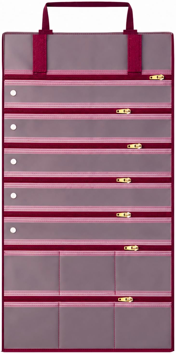 Velvet Jewelry Roll Organizer, 9/11 Grids – Travel Jewelry Case with Zippered Compartments for Necklaces – Compact Portable Jewelry Storage (Blackish Green, 9-Grids)