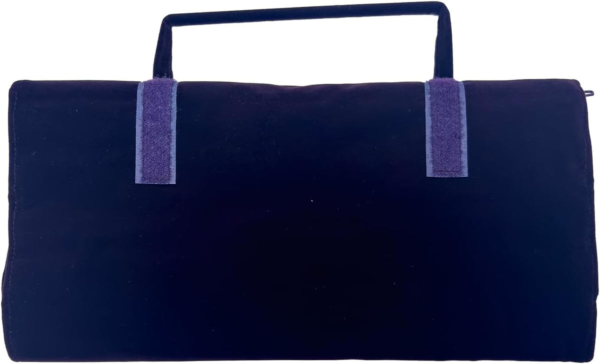 Velvet Jewelry Roll Organizer, 9/11 Grids – Travel Jewelry Case with Zippered Compartments for Necklaces – Compact Portable Jewelry Storage (Blackish Green, 9-Grids)