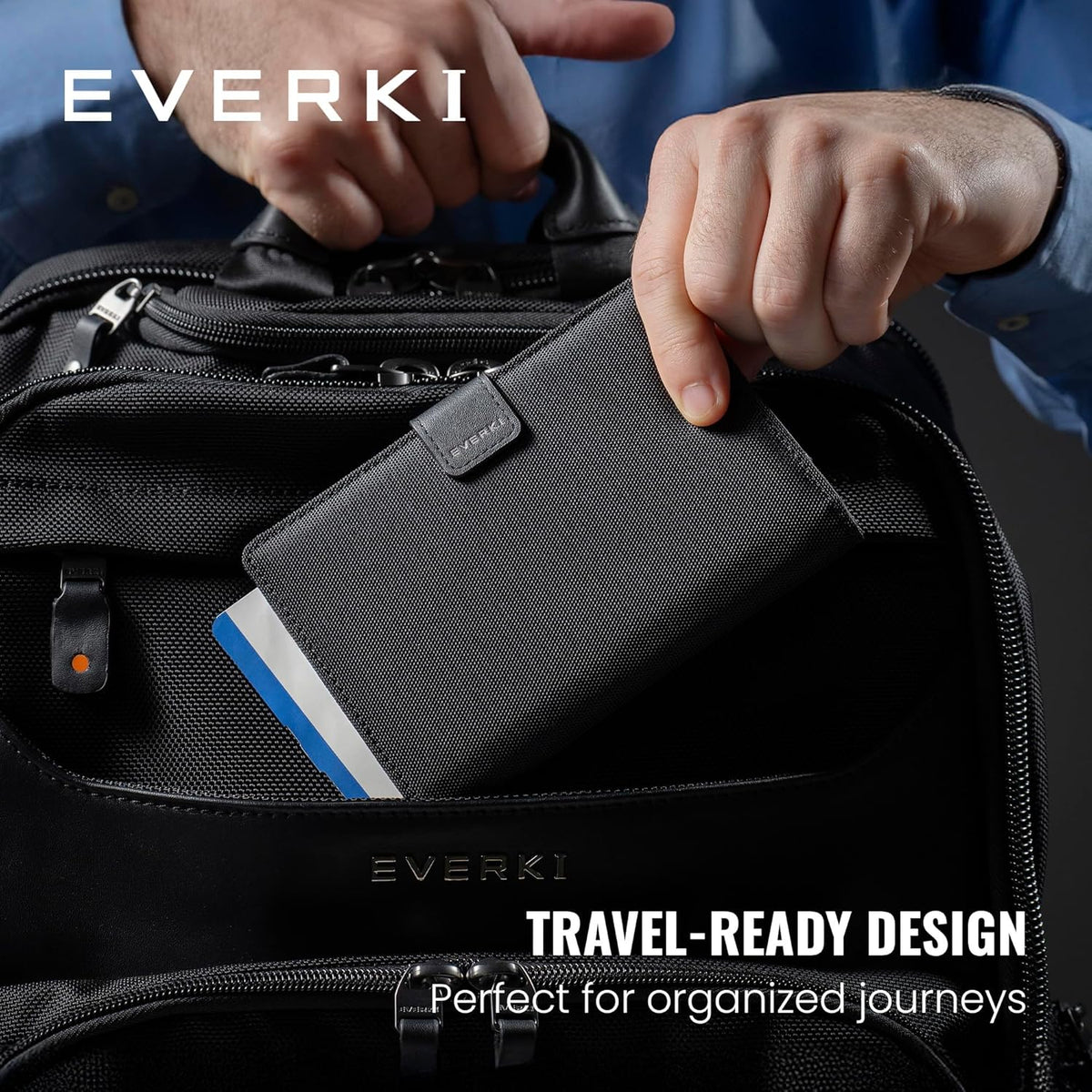 EVERKI RFID Passport Wallet - RFID Passport Holder for Travel, Slim RFID Blocking Pass Port Case Cover & Protector, Cute Pass Port Holder for Men & Women, Travel Essentials Gift for Travelers, Black