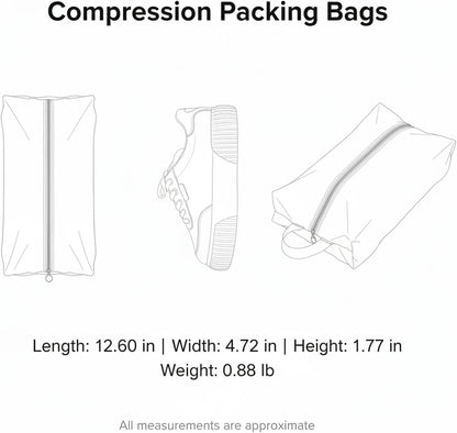 Compression Packing Bags for Travel, Manual Space Saving Organizers for Luggage and Closet, Reusable Polyester Storage Set of 6 (Set of 6)