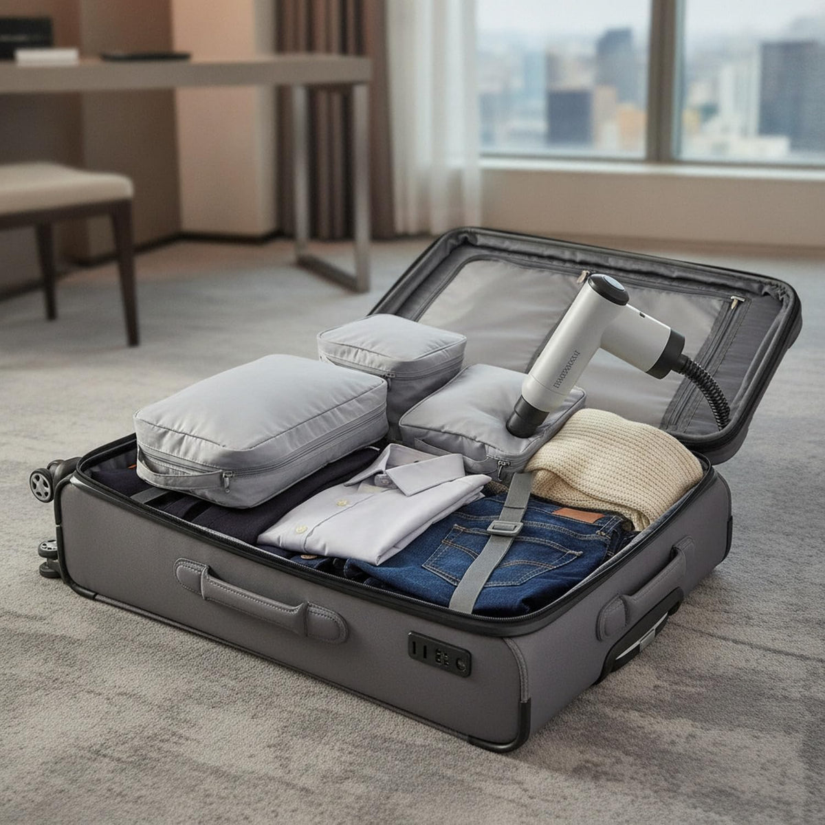 Compression Packing Bags for Travel, Manual Space Saving Organizers for Luggage and Closet, Reusable Polyester Storage Set of 6 (Set of 6)