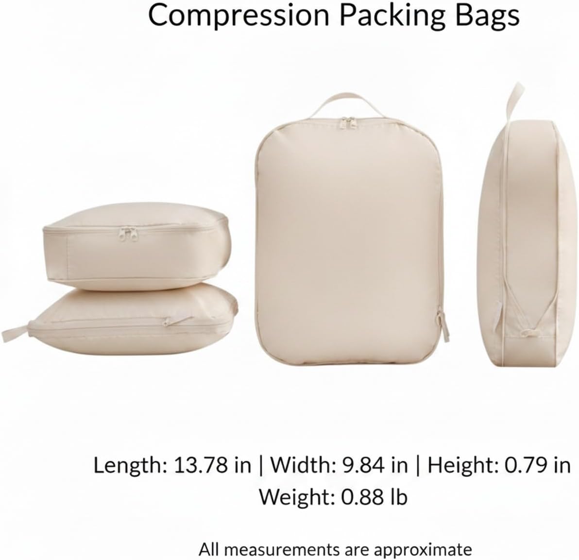 Compression Packing Bags for Travel, Manual Space Saving Organizers for Luggage and Closet, Reusable Polyester Storage Set of 6 (Set of 6)