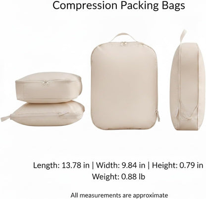 Compression Packing Bags for Travel, Manual Space Saving Organizers for Luggage and Closet, Reusable Polyester Storage Set of 6 (Set of 6)